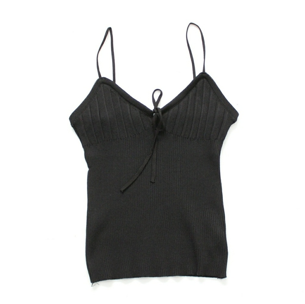 Black Knit Cami Lace Up Top